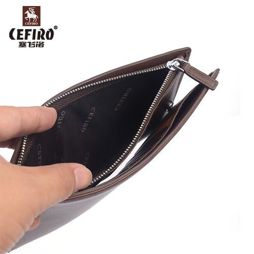 设计师款cefiro/塞飞洛时尚多卡位牛皮横款男士手拿包