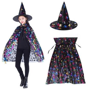 多美忆万圣节服装儿童表演衣服巫婆披风魔法师披风女童演出服女巫斗蓬