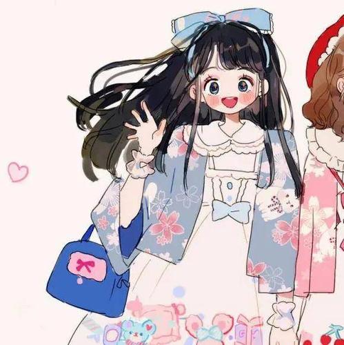 卡通闺蜜头像二人可爱 | 动漫女生双人闺蜜图片