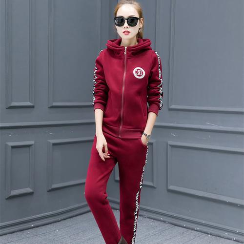 运动套装2016秋冬季新款加绒加厚休闲运动服女卫衣套装两件套潮