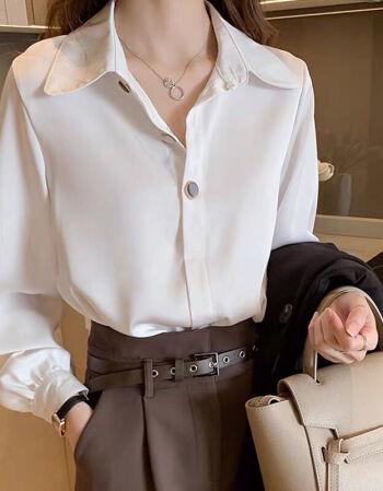 高品质秋季衬衫衬衫女士春装款女设计感小众雪纺早春轻熟上衣白色职业