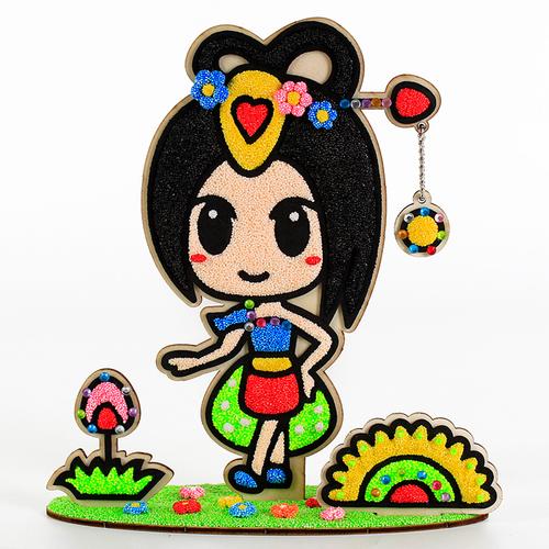 雪花泥画珍珠粘土3d立体木板画幼儿女孩儿童diy手工制作益智玩具
