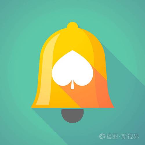 长阴影响铃图标用铁锹扑克纸牌符号