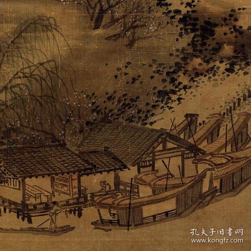 南宋 夏圭 西湖柳艇图轴 107.2x59.