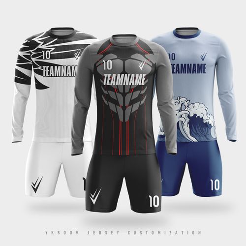 全身图案自定义设计足球服长袖套装定制速干透气足球衣队服印字