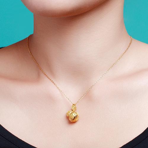 萃华金店足金镂空吊坠黄金金葫芦项链坠子女友颈饰