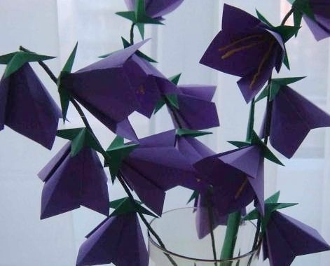 折纸大全-铃铛纸折花手工制作教程