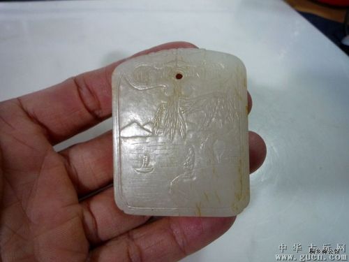 清代子冈牌山水人物诗文牌白玉牌子玉牌老玉古玉和田玉老玉器