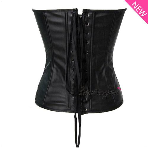 现货批发外贸corset 黑色皮质性感塑身衣 新款修身紧身衣束身衣