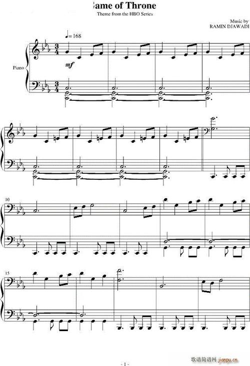 曲谱名gameofthrones选自美剧权力的游戏吉他谱