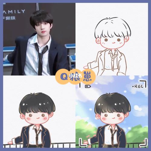 q头像|96狼崽文文99_头像_简笔画_教程_procreate_刘耀文_简笔画