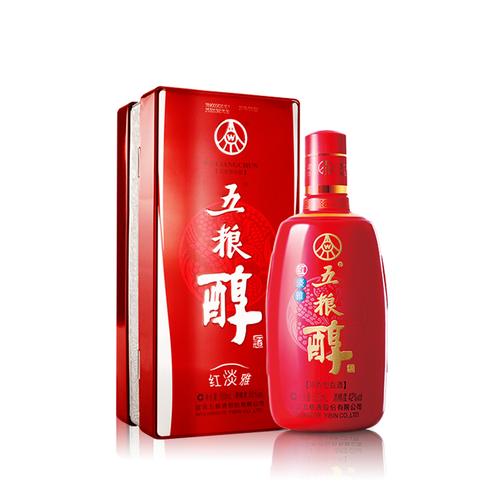 五粮液股份50度浓香香型五粮醇红淡雅扁盒500ml国产白酒