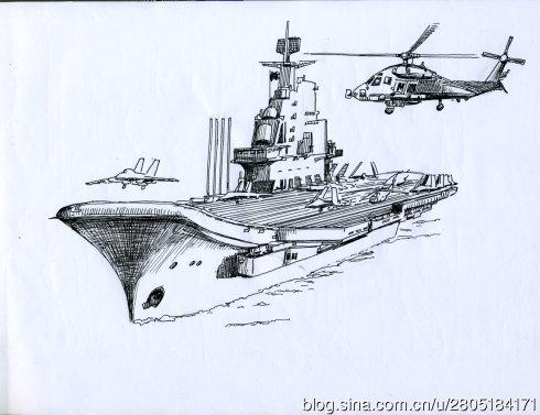 二画我国航空母舰