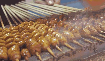 (烤千叶豆腐,图片源于舌尖上的临沂)豆腐啊,或者面筋,烤一烤,炸一炸