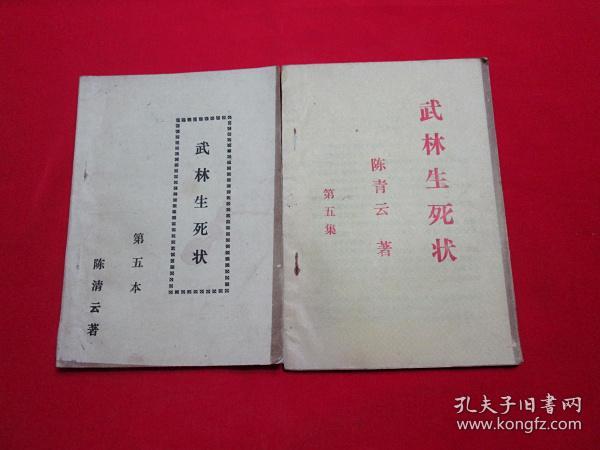 80年代老武侠小册子:武林生死状第五本(两种,黑字在先
