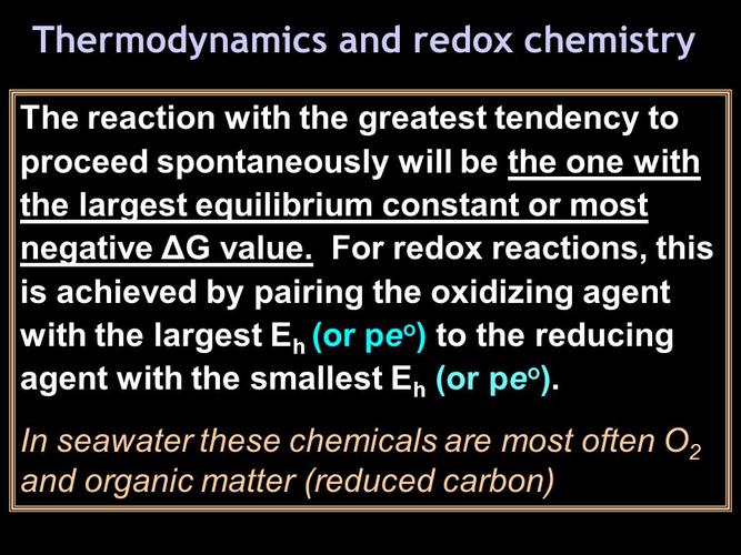 thermodynamics and redox chemistry the reaction with the