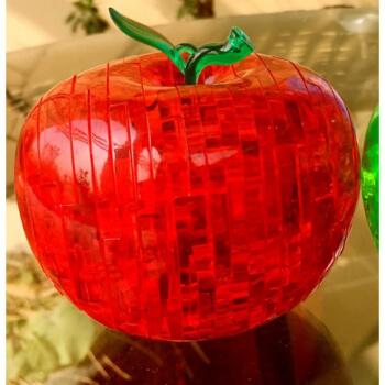 3d立体水晶拼图模型diy积木发光红苹果拼装 送儿童开学生日礼物 不带