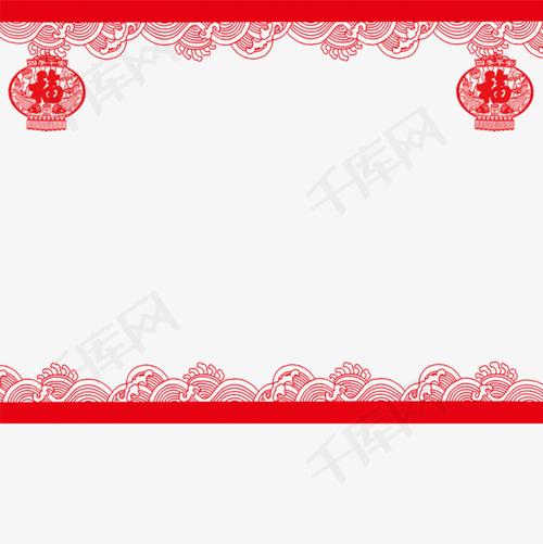 红色的新年花纹边框