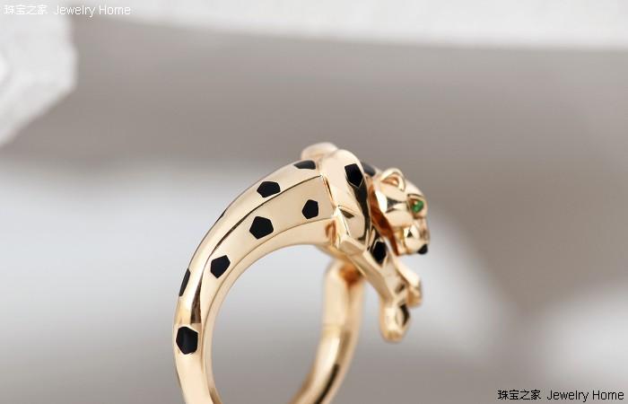 cartier 卡地亚 panthère de cartier系列 戒指,18k黄金,黑漆,沙弗莱