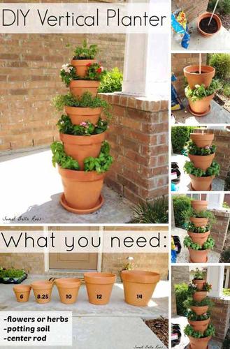 clay pot vertical planter