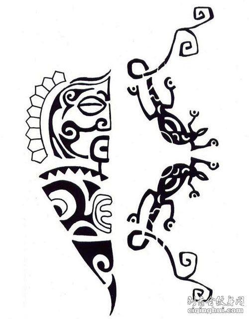 玛雅图腾纹身手稿图片