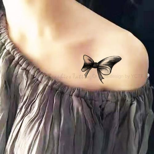 亿彩腾飞蝴蝶结纹身贴 锁骨纹身贴 防水纹身贴女 性感纹身贴 原创