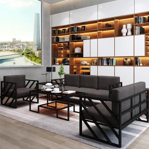 沙发布艺沙发办公室茶几组合商务洽谈会客厅接待餐饮店沙发