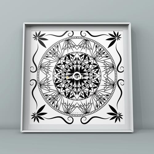 ipad矢量插画|四象限对称|曼陀罗|黑白画_插画_黑白画