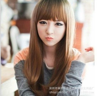 可爱女生假发女 长卷 蓬松 jiafa齐刘海修脸长卷发 假发套