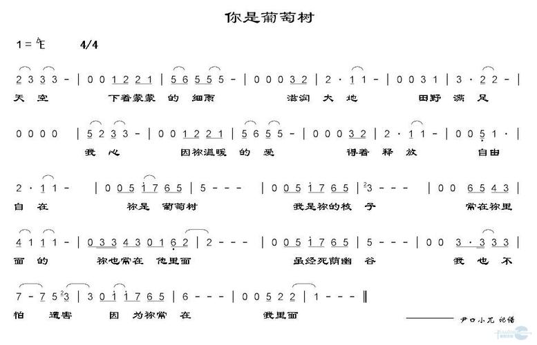 你是葡萄树歌谱_基督教歌谱-基督教歌谱网基督教简谱