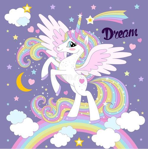 抖音彩虹马独角兽简笔画