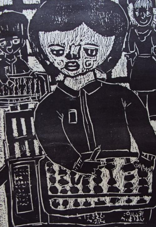 日本优秀少儿版画作品——黑白木刻版画