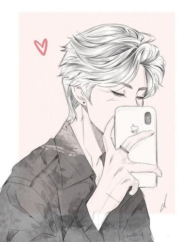 纯手绘的二次元动漫小哥哥帅气铅笔画简笔画图片