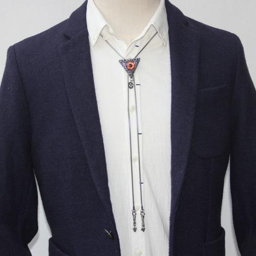原创设计 不锈钢三角镶嵌树脂眼女生波洛领带bolo tie