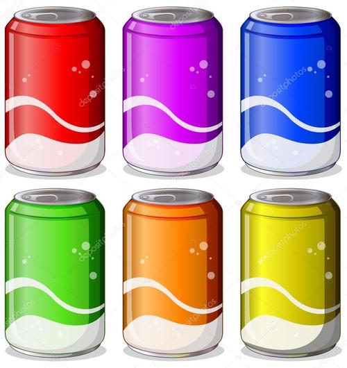 名称:六个丰富多彩的汽水罐