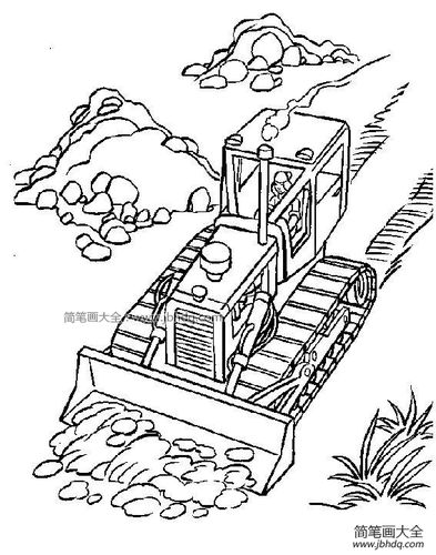 工程车简笔画图片之推土车