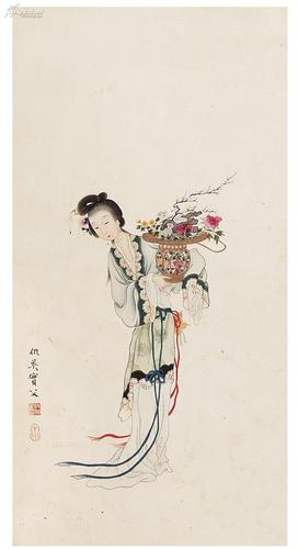 (明)仇英《 仕女》.