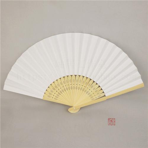 diy空白纸扇子7寸素面儿童绘画白色彩色折扇幼儿园手工制作材料