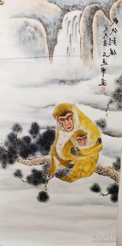 石连军老师四尺工笔虎猴羊狗熊猫多款可合影