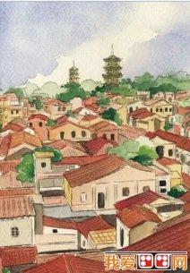 闽南老房子建筑手绘图片