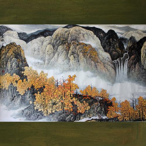 周吉贵 《金秋》纸本国画山水画