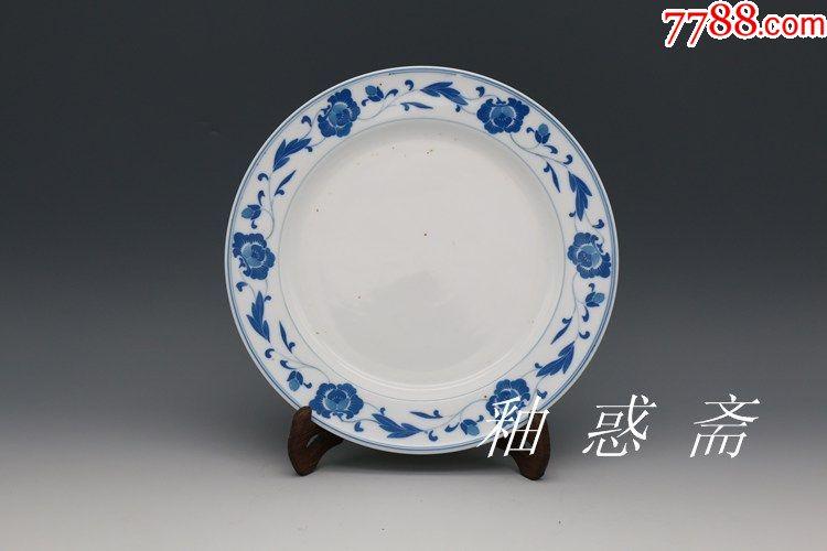 醴陵釉下彩瓷,60—70年代"中国制造"款蓝芙蓉平盘