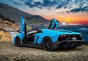 蓝宝坚尼,aventador lp 750-4 sv novitec torado,黄色,后视图,汽车