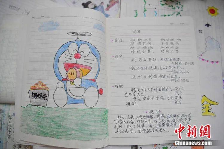 通过"摘抄 绘画"的形式表现出来.