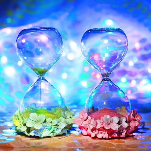 风少女心玫瑰绣球沙漏梦幻幻彩色沙漏学生情人礼物家居摆件 1058-2b