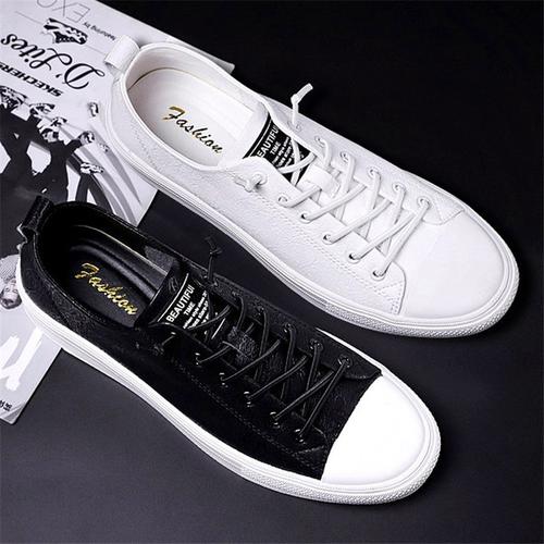 潮牌男鞋子秋季日系板鞋男潮流小白鞋百搭休闲鞋免系鞋带潮鞋瘦版