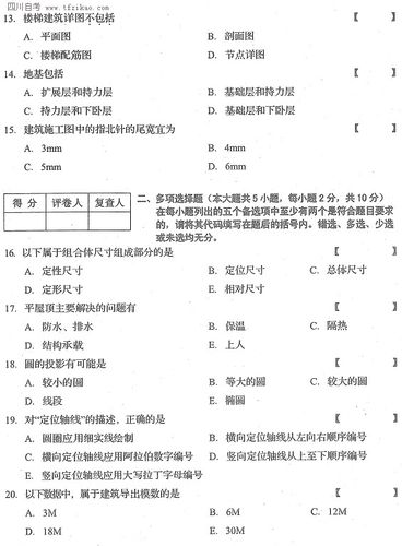 四川省2015年1月自考《建筑工程识图与构造》试题