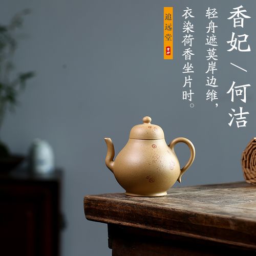 追远堂宜兴紫砂茶壶 何洁正品纯全手工 冷黄金段泥 承健款香妃竹