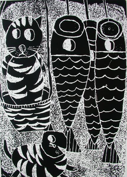 春晖李凌云;; 今天看了两幅儿童版画;; 玉带山小学版画作品