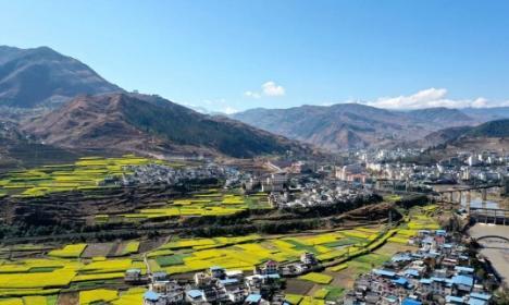 山坳里,三月的甘洛县新市坝镇岩润村,犹如世外桃源,让人流连忘返.
